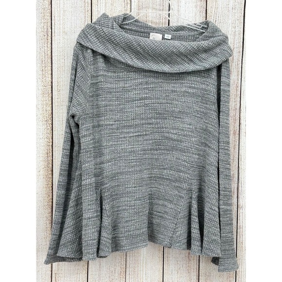 Postmark Sweaters - Postmark Lassen Coal Neck Sweater Large Gray Textured Knit Swing Anthropologie